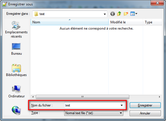 Enregistrement sous Notepad++