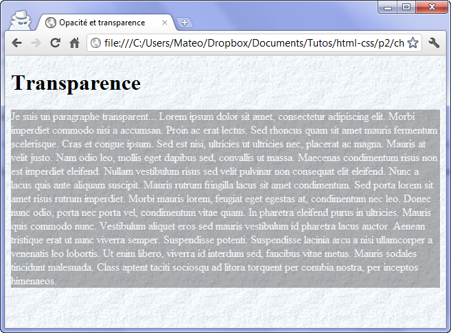 Un paragraphe transparent
