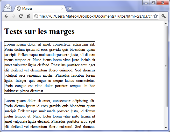 Marges par défaut sur les paragraphes