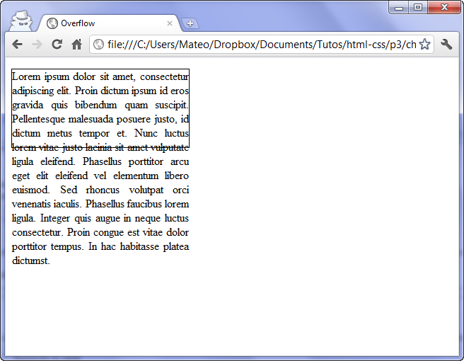 Le texte dépasse du bloc de paragraphe