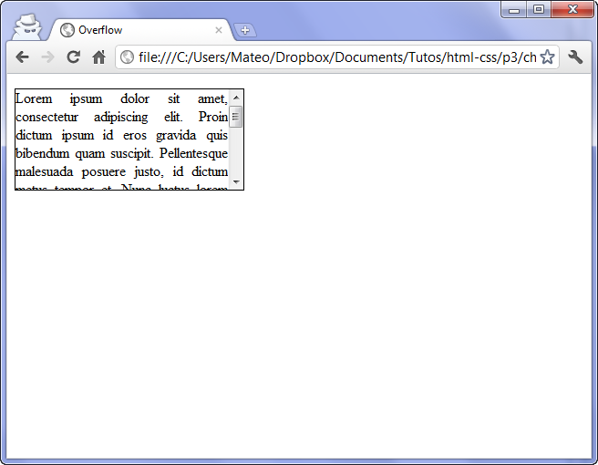Des barres de défilement sont ajoutées au paragraphe