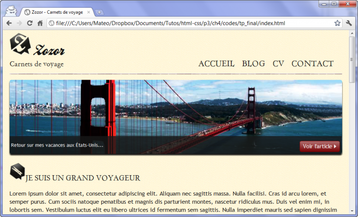 La bannière est mise en forme