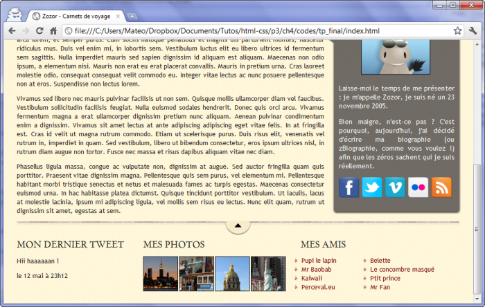 Le pied de page est mis en forme